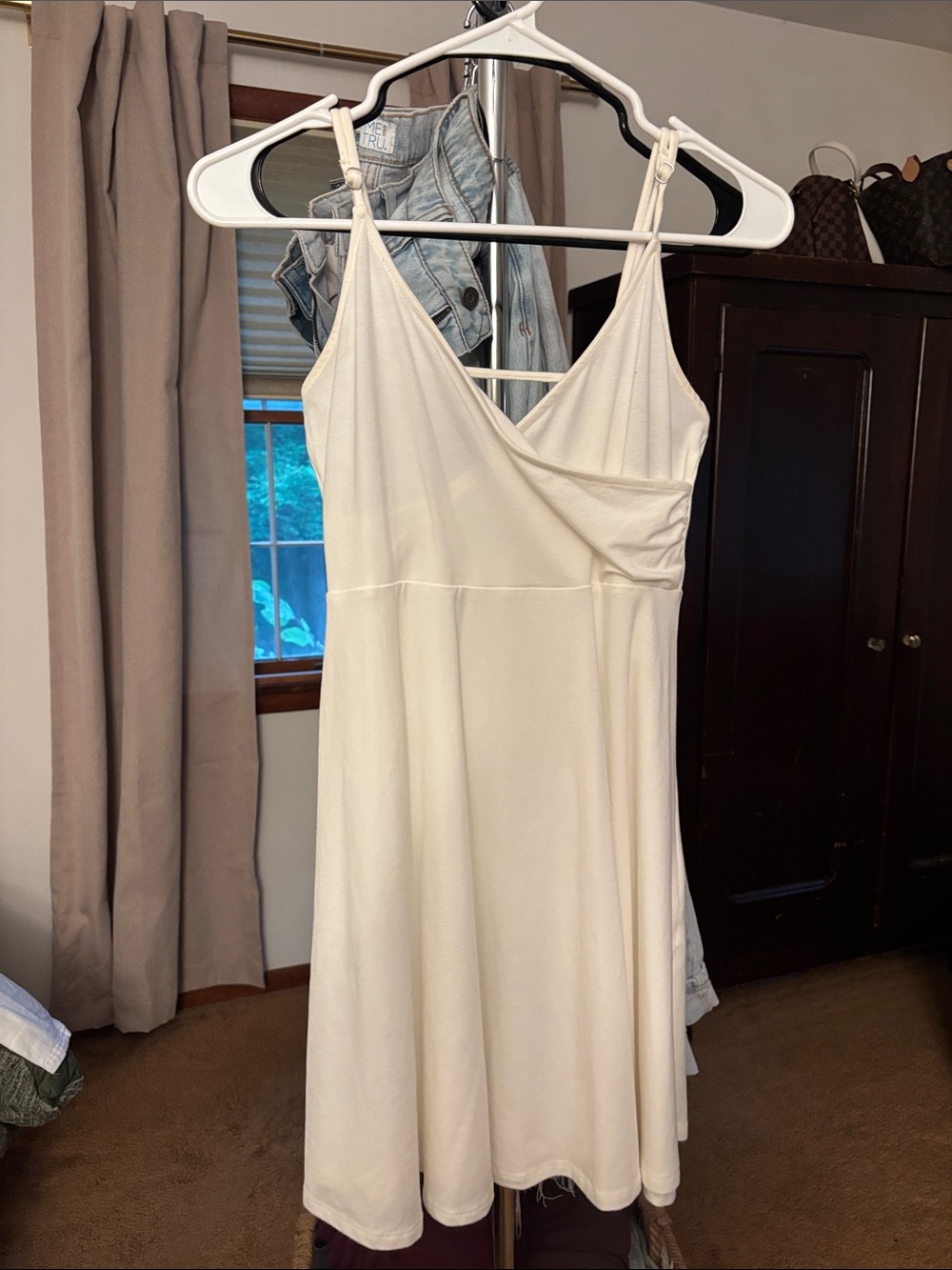 Forever 21 Cream Strapless-Look Wrap Bodice Dress